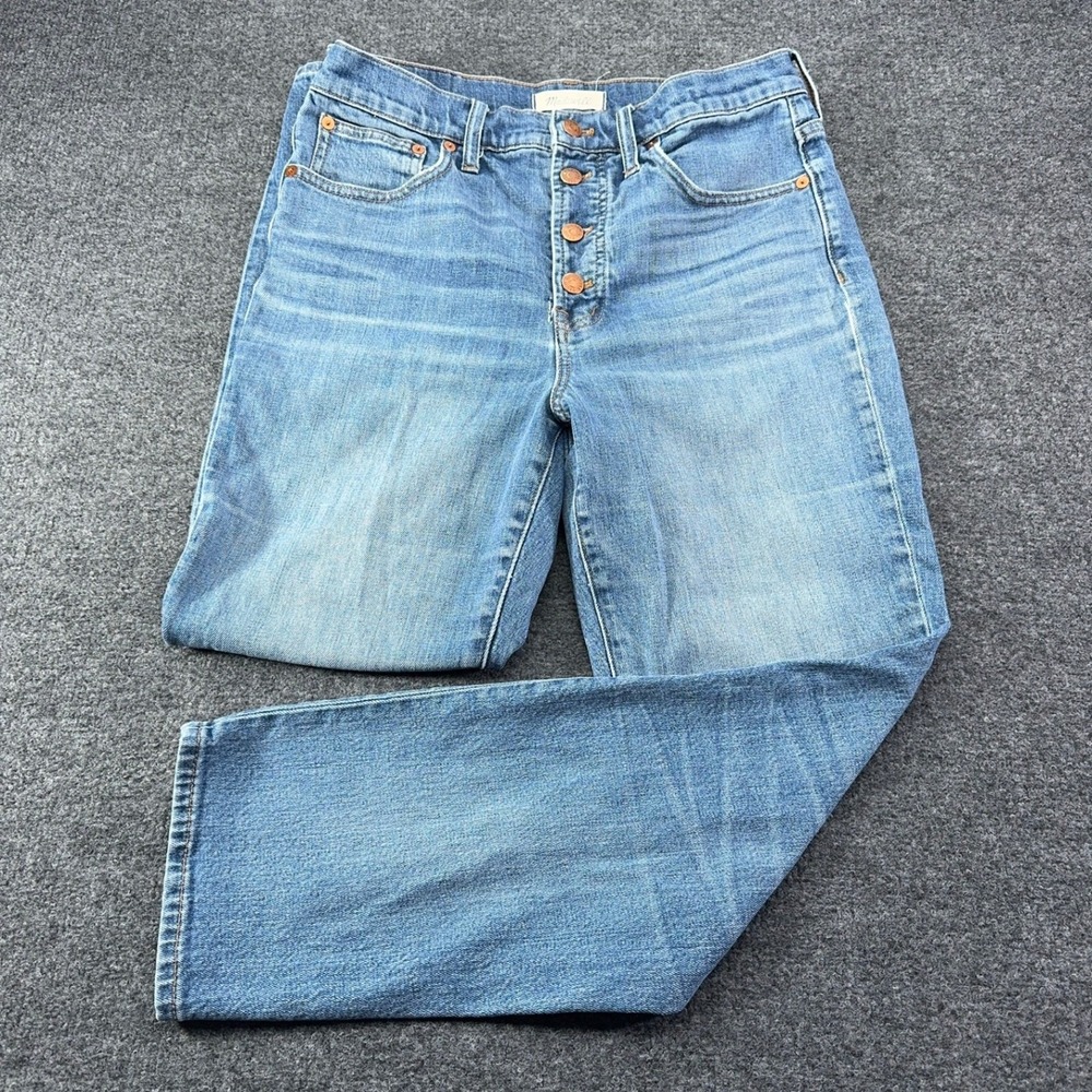 Madewell The Perfect Vintage‎ Crop Jean Light Wash Button Fly Distressed Size 28